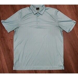 Greg Norman Golf Polo Shirt XL Men Blue Diamond Dot Shark Performance Collar